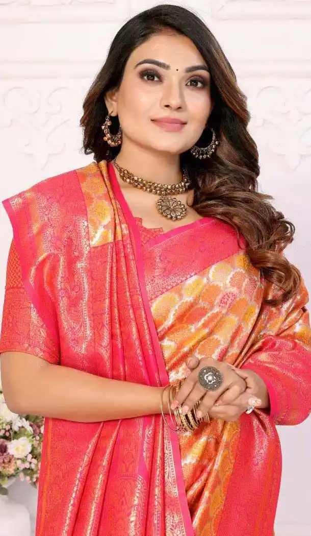Mustard Banarasi Silk Zari Work Party Wear Saree - 11255199922