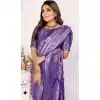 Purple Banarasi Silk Zari Work Party Wear Plus Size Saree - 11255199924