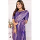 Purple Banarasi Silk Zari Work Party Wear Saree - 11255199924