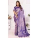 Purple Banarasi Silk Zari Work Party Wear Saree - 11255199924