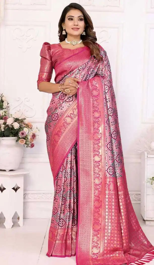 Banarasi Silk Woven Work Party Wear Saree In Pink - 11256199925