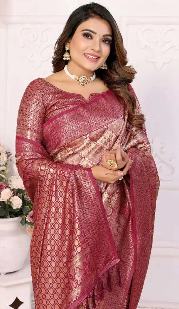 Banarasi Silk Woven Work Party Wear Saree In Purple - 11256199929