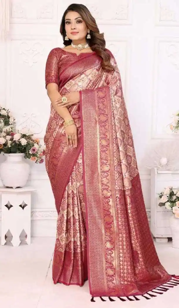 Banarasi Silk Woven Work Party Wear Saree In Purple - 11256199929