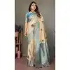 Cream Viscose Silk Zari Weaving Work Party Wear Plus Size Saree - 11259199944
