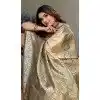 Party Wear Viscose Silk Zari Weaving Work Plus Size Saree In Cream - 11259199945