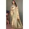 Party Wear Viscose Silk Zari Weaving Work Plus Size Saree In Cream - 11259199945