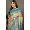 Beige Banarasi Tissue Silk Zari Work Party Wear Plus Size Saree - 11260199949