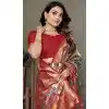 Dark Olive Green Banarasi Tissue Silk Zari Work Party Wear Plus Size Saree - 11260199951