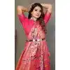 Dark Peach Banarasi Tissue Silk Zari Work Party Wear Plus Size Saree - 11260199952