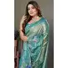Firozi Blue Banarasi Tissue Silk Zari Work Party Wear Plus Size Saree - 11260199953