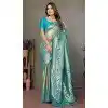 Firozi Blue Banarasi Tissue Silk Zari Work Party Wear Plus Size Saree - 11260199953