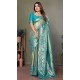 Firozi Blue Banarasi Tissue Silk Zari Work Party Wear Saree - 11260199953