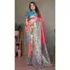 Gajri Pink Banarasi Tissue Silk Zari Work Party Wear Plus Size Saree - 11260199954