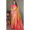 Yellow Banarasi Tissue Silk Zari Work Party Wear Plus Size Saree - 11260199957