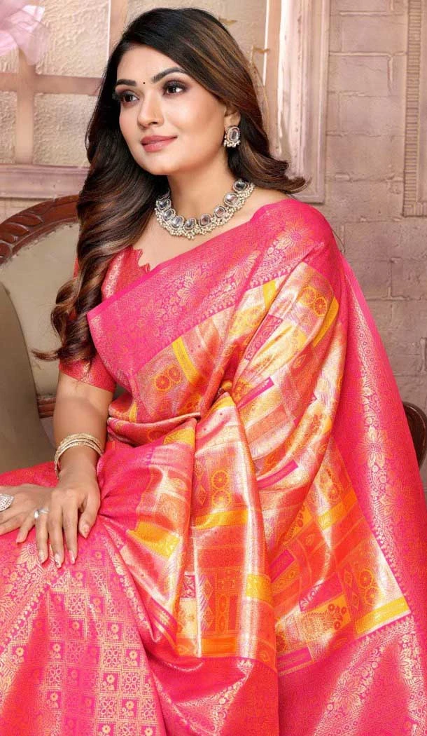 Banarasi Silk Woven Work Traditional Wear Saree In Multi Color - 11261199961