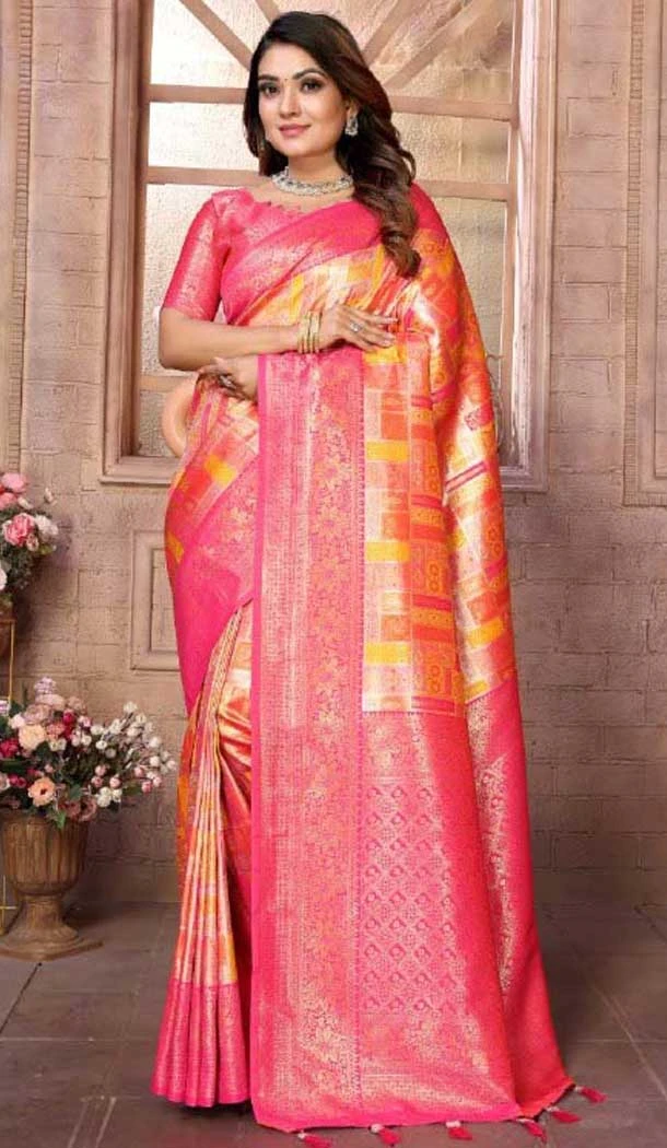 Banarasi Silk Woven Work Traditional Wear Saree In Multi Color - 11261199961