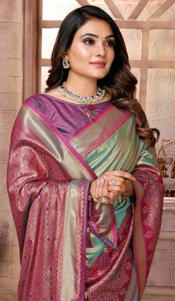 Banarasi Tissue Silk Woven Work Traditional Wear Saree In Sea Green - 11263199974