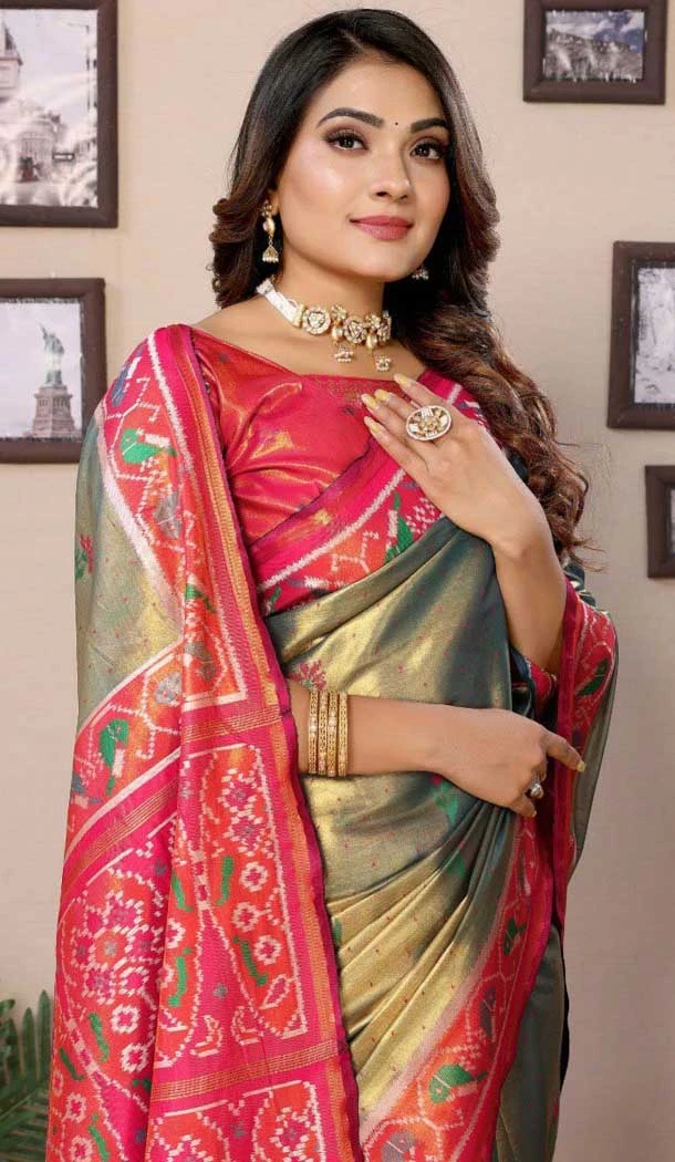 Banarasi Silk Woven Work Party Wear Saree In Dark Olive Green - 11264199976 Banarasi Silk Woven Work Party Wear Saree In Dark Olive Green - 11264199976
