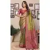 Banarasi Silk Woven Work Party Wear Plus Size Saree In Mehendi Green - 11264199980