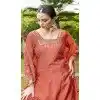 Orange Chinon Embroidery Work Party Wear Plus Size Sharara Suit - 11360200436