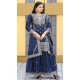 Navy Blue Chinon Embroidery Work Party Wear Sharara Suit - 11360200437