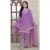 Lavender Fox Georgette Embroidery Work Party Wear Plus Size Sharara Suit - 11360200441