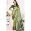 Banarasi Silk Zari Work Traditional Wear Plus Size Saree In Pista Green - 11257199935