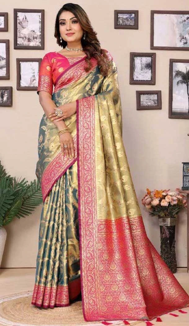 Multi Color Tissue Silk Woven Work Traditional Wear Saree - 11258199937 Multi Color Tissue Silk Woven Work Traditional Wear Saree - 11258199937