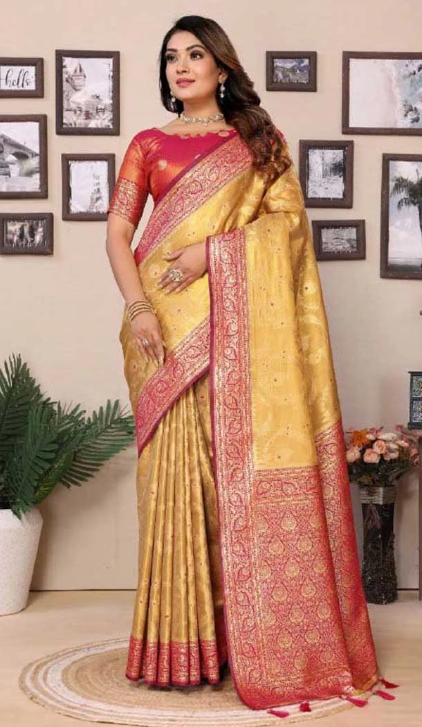 Multi Color Banarasi Tissue Silk Woven Work Traditional Wear Saree - 11258199940 Multi Color Banarasi Tissue Silk Woven Work Traditional Wear Saree - 11258199940