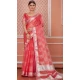 Nylon Zari Work Traditional Party Wear Saree In Red - 11276200048