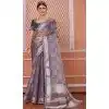 Nylon Zari Work Traditional Party Wear Plus Size Saree In Black - 11276200049