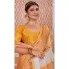 Nylon Zari Work Traditional Party Wear Plus Size Saree In Yellow - 11276200050