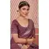Nylon Zari Work Traditional Party Wear Plus Size Saree In Wine - 11276200051