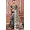 Nylon Zari Work Traditional Party Wear Plus Size Saree In Green - 11276200052