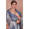 Nylon Zari Work Traditional Party Wear Plus Size Saree In Blue - 11276200053