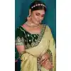 Light Pista Top Dyed Zari Work Party Wear Plus Size Saree - 11277200054