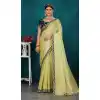 Light Pista Top Dyed Zari Work Party Wear Plus Size Saree - 11277200054
