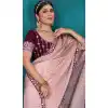 Baby Pink Top Dyed Zari Work Party Wear Plus Size Saree - 11277200055