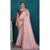 Baby Pink Top Dyed Zari Work Party Wear Plus Size Saree - 11277200055