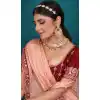 Peach Top Dyed Zari Work Party Wear Plus Size Saree - 11277200057