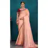 Peach Top Dyed Zari Work Party Wear Plus Size Saree - 11277200057