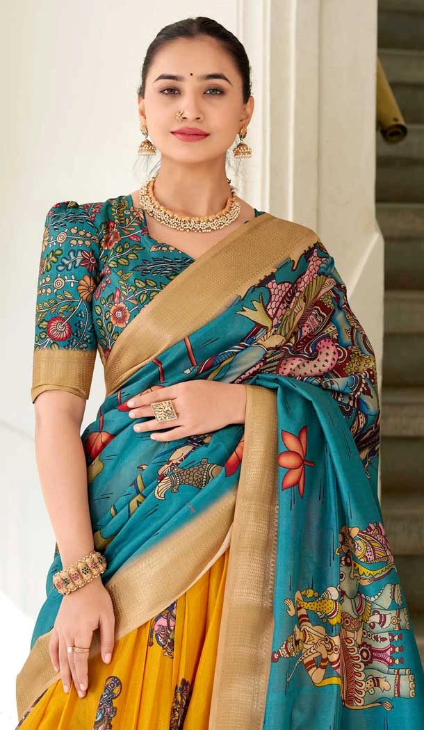 Mustard Dola Silk Printed Traditional Party Wear Lehenga Choli - 11326200323