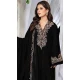 Velvet Embroidered Pakistani Salwar Kameez In Black - 11327200324