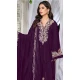 Velvet Embroidered Pakistani Salwar Kameez In Purple - 11327200325