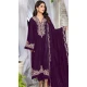 Velvet Embroidered Pakistani Salwar Kameez In Purple - 11327200325