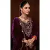 Velvet Sequence Work Party Wear Plus Size Palazzo Suit In Purple - 11335200359