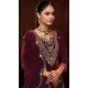 Velvet Sequence Work Party Wear Palazzo Suit In Maroon - 11335200361