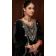 Velvet Sequence Work Party Wear Palazzo Suit In Black - 11335200362