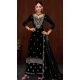 Velvet Sequence Work Party Wear Palazzo Suit In Black - 11335200362
