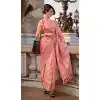 Peach Organza Silk Weaving Work Party Wear Plus Size Saree - 11292200114